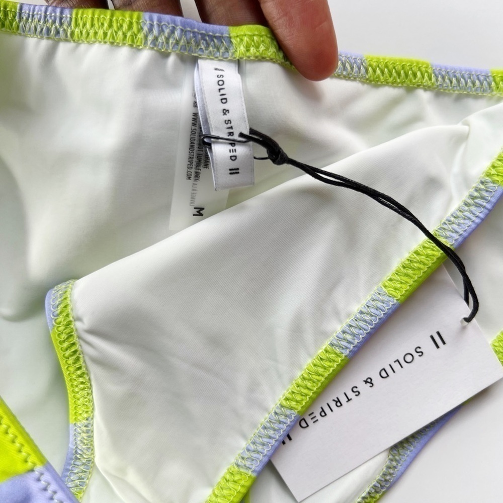 Solid & Striped Elle Bikini Bottom Lavender Lime Stripe - Picture 5 of 6